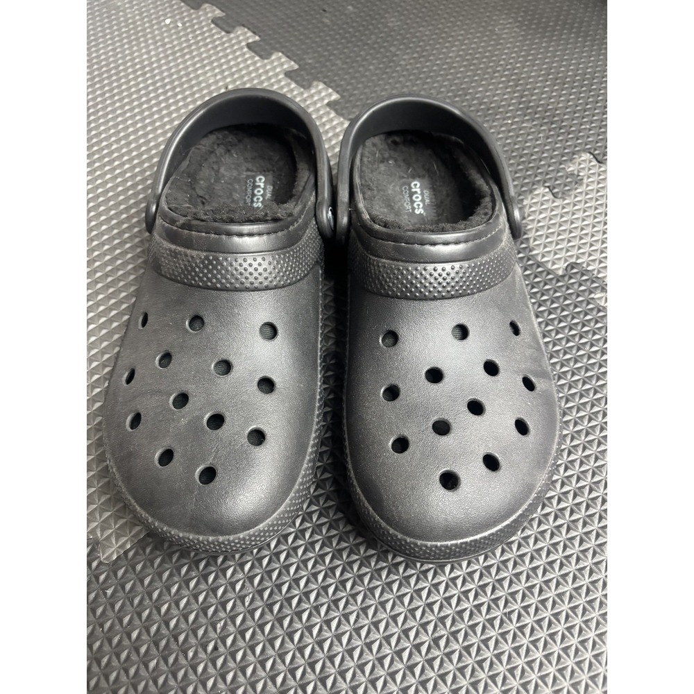 Crocs Classic Lined Clog Black Women's Size W12 M10 Dual Crocs Comfort Warm